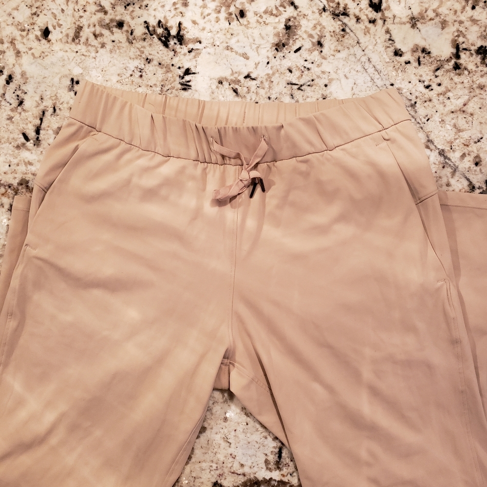 Beige soft drawstring capri pants